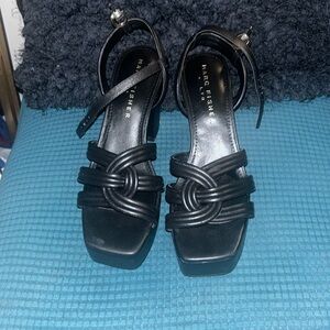 Marc Fisher Black Leather Platform strapped Sandals